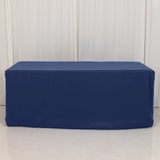 Navy Blue Fitted Premium Polyester Rectangle Tablecloth 6ft Table Cover For 72"x30" Tables - 220GSM