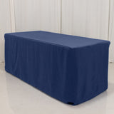 Navy Blue Fitted Premium Polyester Rectangle Tablecloth 6ft Table Cover For 72"x30" Tables - 220GSM