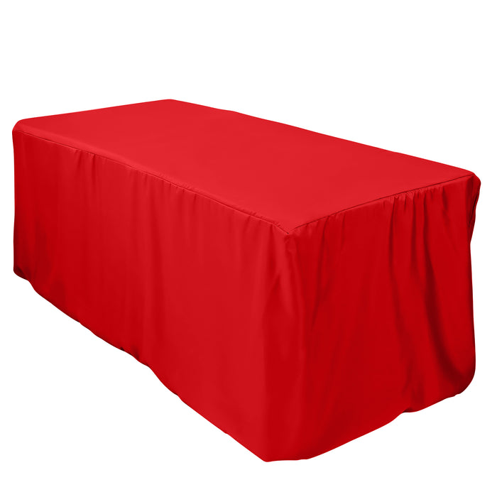 Red Fitted Premium Polyester Rectangle Tablecloth 6ft Table Cover#whtbkgd