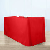 Red Fitted Premium Polyester Rectangle Tablecloth 6ft Table Cover