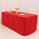 Red Fitted Premium Polyester Rectangle Tablecloth 6ft Table Cover