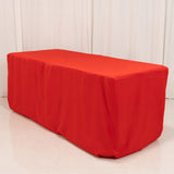 Red Fitted Premium Polyester Rectangle Tablecloth 6ft Table Cover