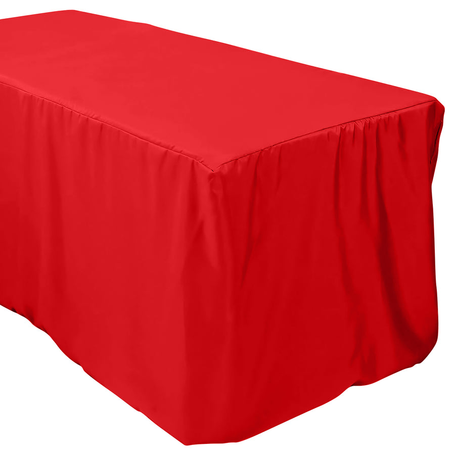 Red Fitted Premium Polyester Rectangle Tablecloth 6ft Table Cover