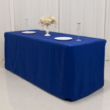 Royal Blue Fitted Premium Polyester Rectangle Tablecloth 6ft Table Cover