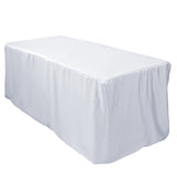 White Fitted Premium Polyester Rectangle Tablecloth 6ft Table Cover#whtbkgd