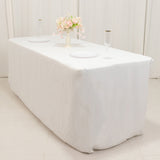 White Fitted Premium Polyester Rectangle Tablecloth 6ft Table Cover