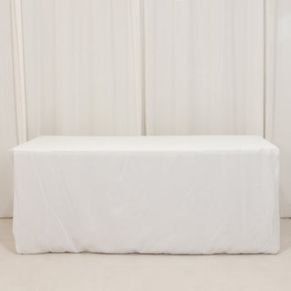 <h3 style="margin-left:0px;"><span style="background-color:transparent;color:#000000;">White Fitted Premium Polyester Rectangle Tablecloth</span>