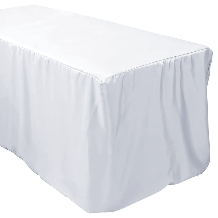 White Fitted Premium Polyester Rectangle Tablecloth 6ft Table Cover