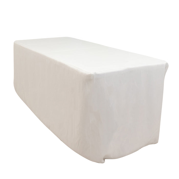 White Fitted Premium Polyester Rectangle Tablecloth 6ft Table Cover#whtbkgd