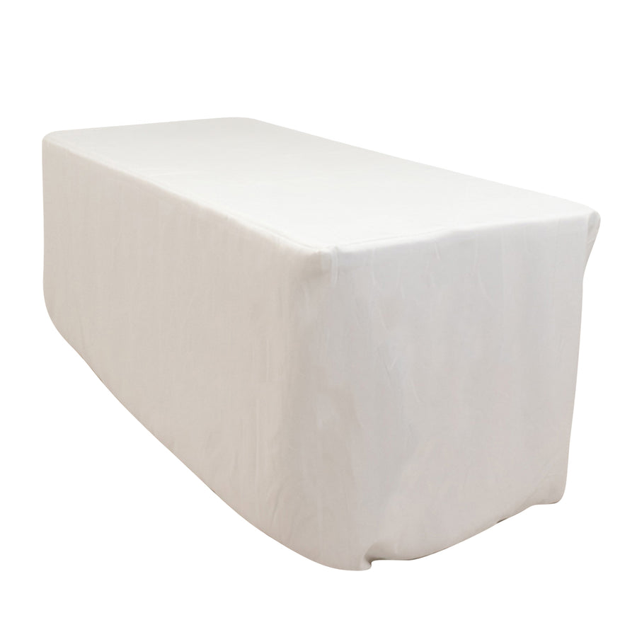 White Fitted Premium Polyester Rectangle Tablecloth 6ft Table Cover#whtbkgd