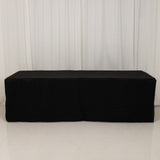 Black Fitted Premium Polyester Rectangle Tablecloth 8ft Table Cover For 96x30inch Tables - 220GSM