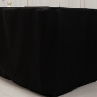 <h3 style="margin-left:0px;"><strong>Sleek &amp; Wrinkle-Free Black Fitted Rectangle Tablecloth</strong>