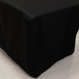 Black Fitted Premium Polyester Rectangle Tablecloth 8ft Table Cover For 96x30inch Tables - 220GSM