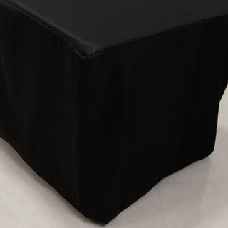 <h3 style="margin-left:0px;"><strong>Sleek &amp; Wrinkle-Free Black Fitted Rectangle Tablecloth</strong>