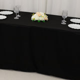 Black Fitted Premium Polyester Rectangle Tablecloth 8ft Table Cover For 96x30inch Tables - 220GSM