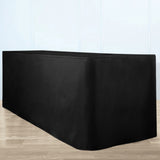 Black Fitted Premium Polyester Rectangle Tablecloth 8ft Table Cover For 96x30inch Tables - 220GSM