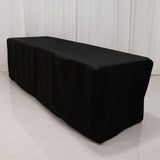 Black Fitted Premium Polyester Rectangle Tablecloth 8ft Table Cover For 96x30inch Tables - 220GSM