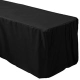 Black Fitted Premium Polyester Rectangle Tablecloth 8ft Table Cover For 96x30inch Tables - 220GSM