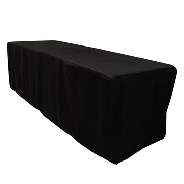 Premium Polyester 8ft Rectangle Tablecloth Black Durable Fitted 220GSM Table Cover