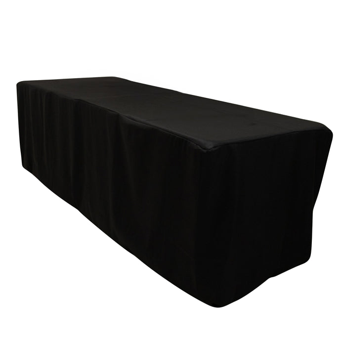 Black Fitted Premium Polyester Rectangle Tablecloth 8ft Table Cover For 96x30inch Tables - 220GSM