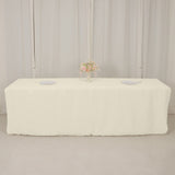 Ivory Fitted Premium Polyester Rectangle Tablecloth 8ft Table Cover