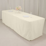 Ivory Fitted Premium Polyester Rectangle Tablecloth 8ft Table Cover