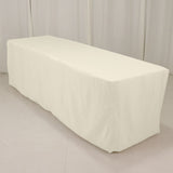 Ivory Fitted Premium Polyester Rectangle Tablecloth 8ft Table Cover