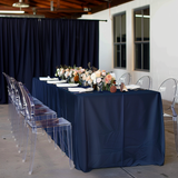 Navy Blue Fitted Premium Polyester Rectangle Tablecloth 8ft Table Cover