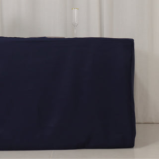 <h3 style="margin-left:0px;"><strong>Sleek &amp; Wrinkle-Free Navy Blue Fitted Rectangle Tablecloth</strong>