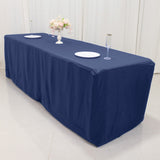 Navy Blue Fitted Premium Polyester Rectangle Tablecloth 8ft Table Cover