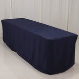 Navy Blue Fitted Premium Polyester Rectangle Tablecloth 8ft Table Cover