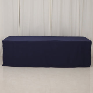 <h3 style="margin-left:0px;"><strong>Premium Navy Blue Fitted Premium Polyester Rectangle Tablecloth</strong>