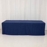 Navy Blue Fitted Premium Polyester Rectangle Tablecloth 8ft Table Cover