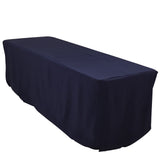 Navy Blue Fitted Premium Polyester Rectangle Tablecloth 8ft Table Cover