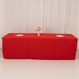 Red Fitted Premium Polyester Rectangle Tablecloth 8ft Table Cover For