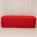 Red Fitted Premium Polyester Rectangle Tablecloth 8ft Table Cover For