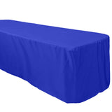 Royal Blue Fitted Premium Polyester Rectangle Tablecloth 8ft Table Cover For 96x30inch