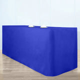 Royal Blue Fitted Premium Polyester Rectangle Tablecloth 8ft Table Cover For 96x30inch Table