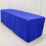 Royal Blue Fitted Premium Polyester Rectangle Tablecloth 8ft Table Cover For 96x30inch Table