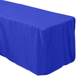 Royal Blue Fitted Premium Polyester Rectangle Tablecloth 8ft Table Cover For 96x30inch Table