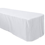 White Fitted Premium Polyester Rectangle Tablecloth 8ft Table Cover For 96x30inch Tables