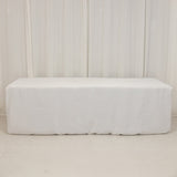 White Fitted Premium Polyester Rectangle Tablecloth 8ft Table Cover For 96x30inch Tables - 220GSM