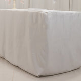 White Fitted Premium Polyester Rectangle Tablecloth 8ft Table Cover For 96x30inch Tables - 220GSM