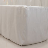 White Fitted Premium Polyester Rectangle Tablecloth 8ft Table Cover For 96x30inch Tables - 220GSM