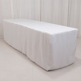 White Fitted Premium Polyester Rectangle Tablecloth 8ft Table Cover For 96x30inch Tables - 220GSM