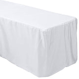 White Fitted Premium Polyester Rectangle Tablecloth 8ft Table Cover For 96x30inch Tables - 220GSM