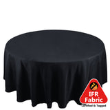 108" Fire Retardant Black Tablecloth Premium Polyester Round Table Cover