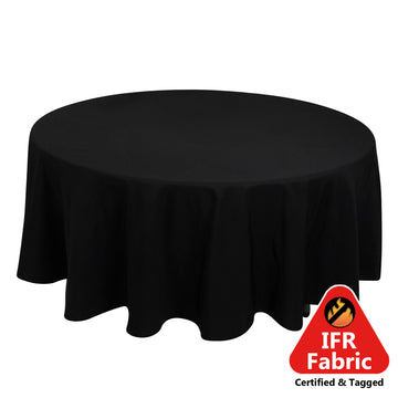 Fire Retardant Premium Polyester 108" Round Tablecloth Black - Stylish High-Performance Table Cover for Large Gatherings