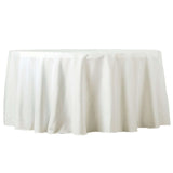 108" Fire Retardant Ivory Tablecloth Premium Polyester Round Table Cover