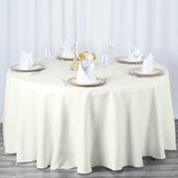 108" Fire Retardant Ivory Tablecloth Premium Polyester Round Table Cover